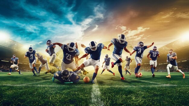 Fondo de fútbol en el césped con espacio de copia a la derecha