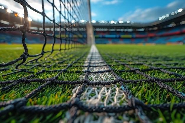 Fondo de fútbol o red de fútbol en la puerta