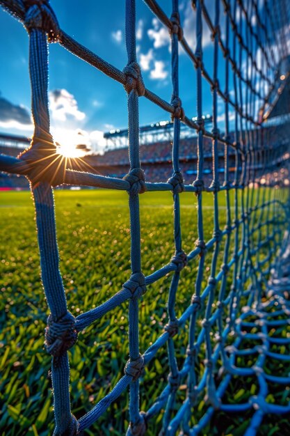 Fondo de fútbol o red de fútbol en la puerta