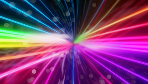 Fondo futurista abstracto con líneas de neón azul rosa que brillan en la luz ultravioleta