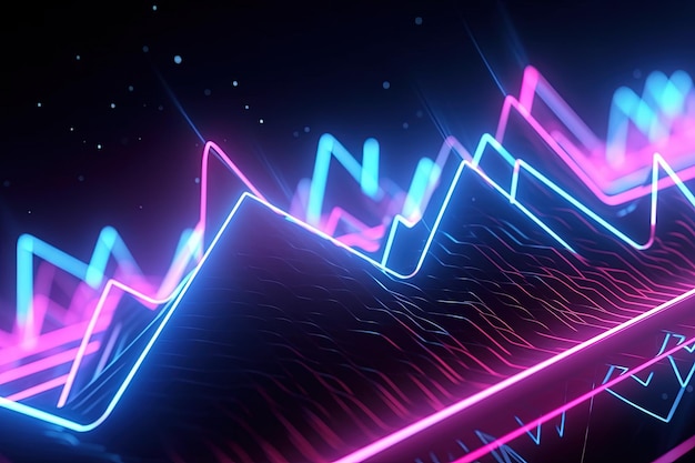 fondo futurista abstracto con líneas de onda de alta velocidad en movimiento de neón azul rosa brillante y bokeh
