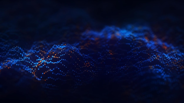 Fondo futurista abstracto vectorial Visualización de grandes datos Ola dinámica de partículas