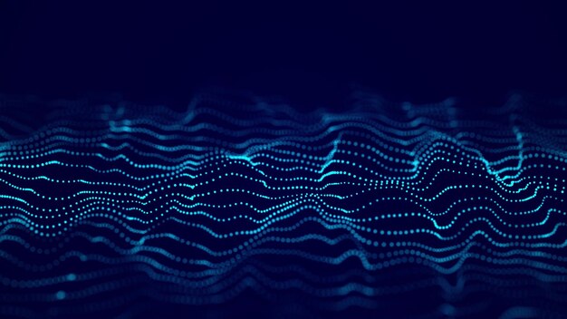 Fondo futurista abstracto Visualización de grandes datos Onda dinámica de partículas Representación 3D