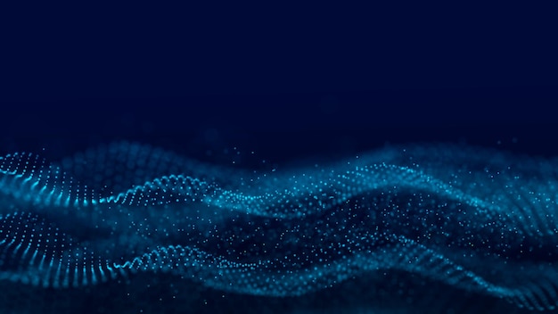 Fondo futurista de puntos y líneas con una onda dinámica Representación 3d de Big data