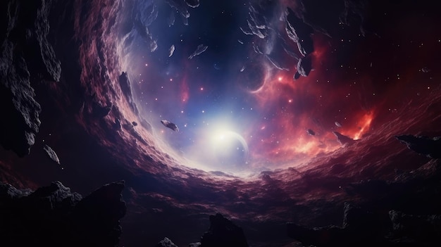 Fondo de la galaxia espacial Paisaje cósmico majestuoso con estrellas nebulosas y maravillas celestes