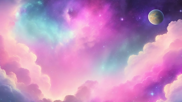 Fondo de galaxia de fantasía con colores pastel