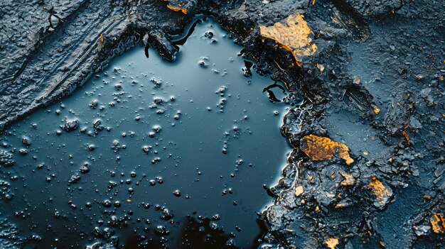 El fondo de la gasolina en un charco Vista superior generativa de IA