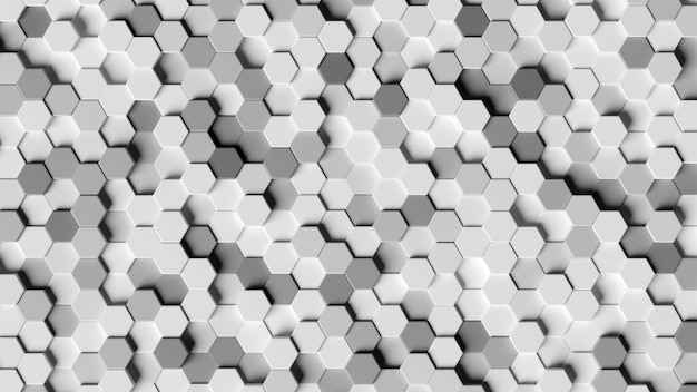 Fondo de geometría hexagonal abstracta Render 3d de primitivos simples con seis ángulos en el frente