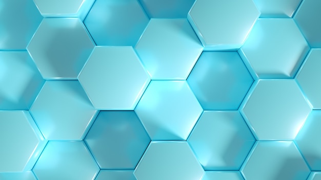 Fondo de geometría hexagonal. Ilustración 3d, renderizado 3d.