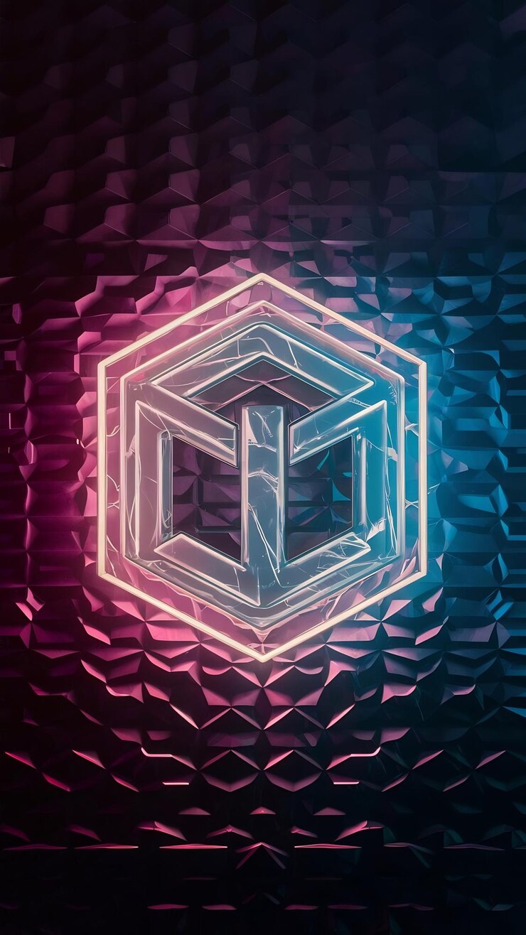 Foto fondo de geometría de neón en 3d