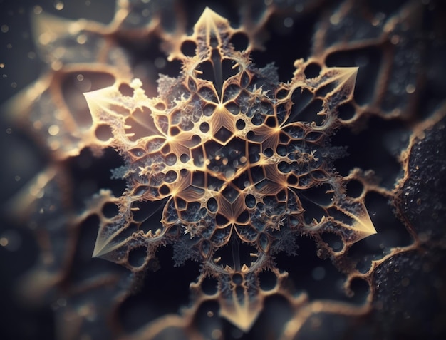 Fondo de geometría sagrada de mandala fractal creado con tecnología de IA generativa