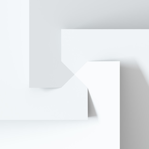 Fondo geométrico 3d blanco con centro Bandera multifacética Abstracción ampliada blanca