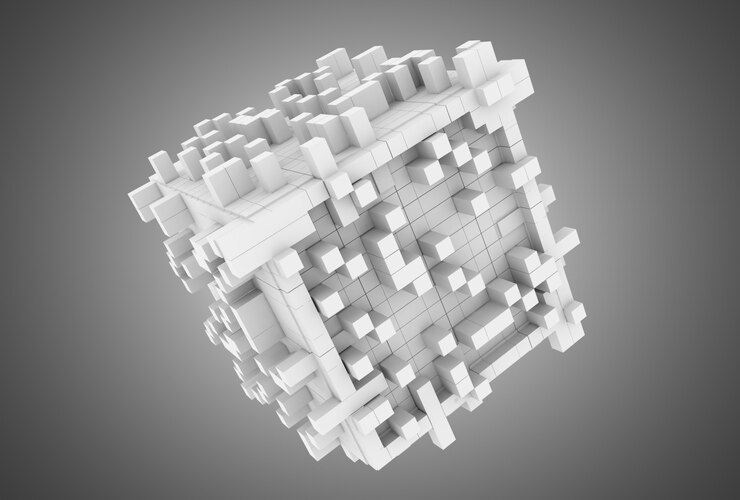 Foto fondo geométrico abstracto 3d con cubos. ilustración 3d