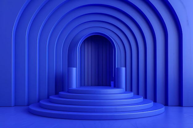 Foto fondo geométrico abstracto azul concepto de podio azul de estilo japonés