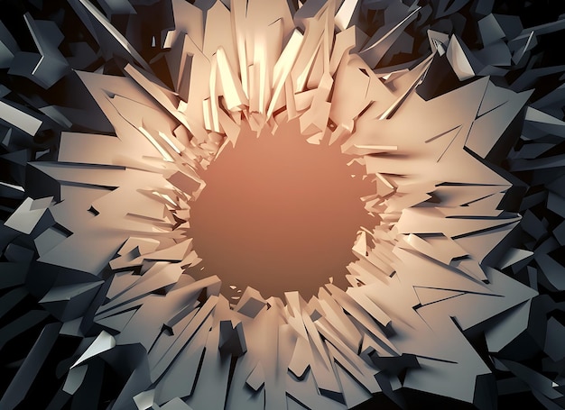 Fondo geométrico abstracto Diseño de la potencia de la explosión con ilustración 3D de la superficie de aplastamiento