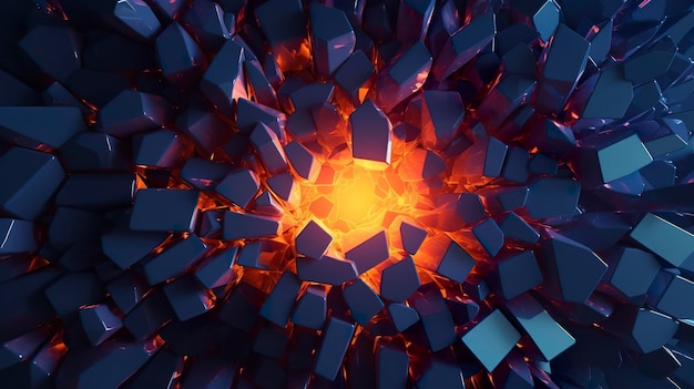 Fondo geométrico abstracto Diseño de la potencia de la explosión con la superficie de triturado Ilustración 3D AI Generativa