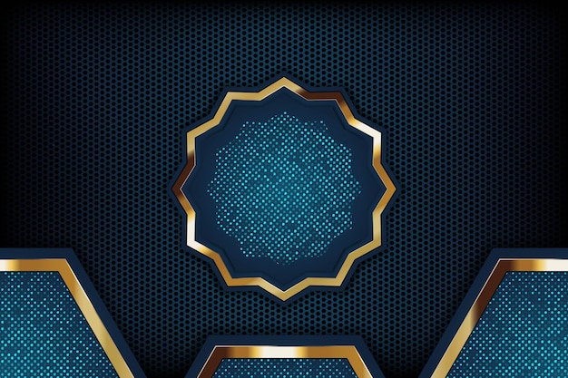 Fondo geométrico abstracto con formas doradas y azules