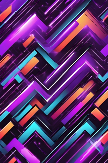 Fondo geométrico abstracto con rayas de neón ilustración vectorial