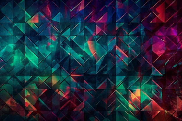 Foto fondo geométrico abstracto con triángulos brillantes multicolores