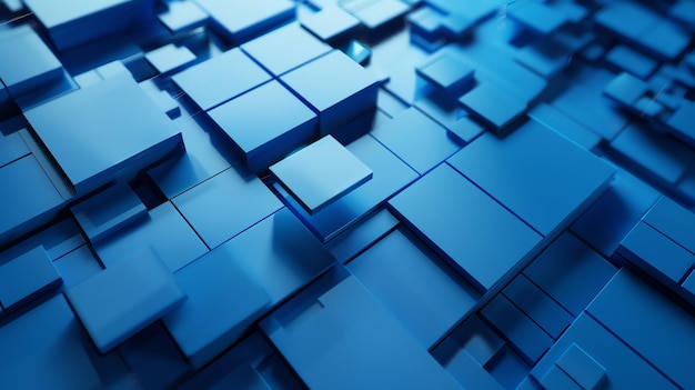 Fondo geométrico azul abstracto con cubos 3D
