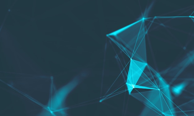 Fondo geométrico azul abstracto Estructura de conexión Fondo científico Tecnología futurista Elemento HUD que conecta puntos y líneas Visualización de grandes datos y negocios