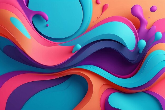 Fondo geométrico dinámico abstracto Diseño de fondo de color líquido Maqueta de página de aterrizaje de fluidos tropicales de verano