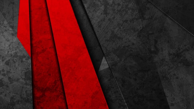 Fondo geométrico grunge abstracto negro y rojo