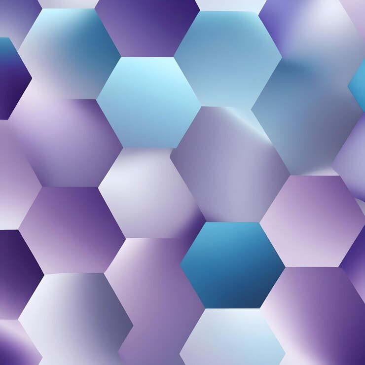 Foto fondo geométrico con hexágonos de gradiente suave en púrpura y azul fresco