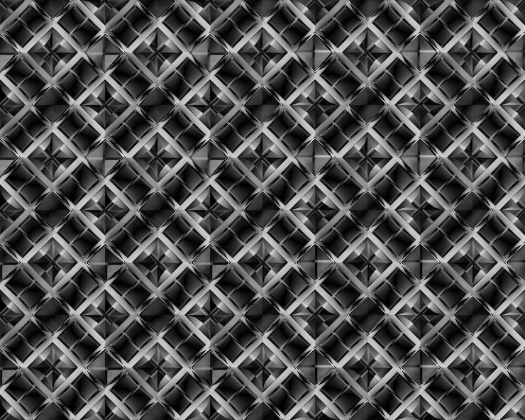 Foto fondo geométrico negro inconsútil de la textura del modelo de rejilla.