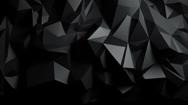 Fondo geométrico negro oscuro 3d low poly generativo ai