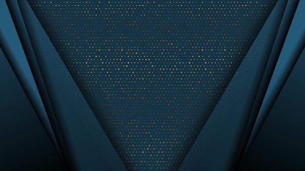 Fondo geométrico de tecnología abstracta azul oscuro y dorado