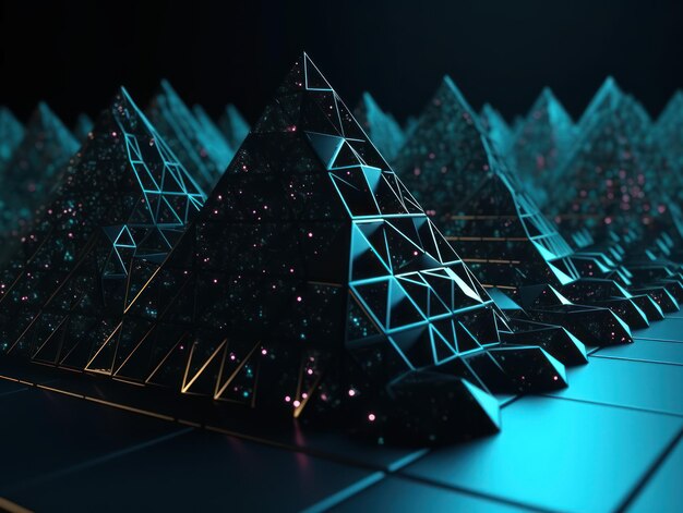 Fondo geométrico de triángulo abstracto futurista creado con tecnología de IA generativa