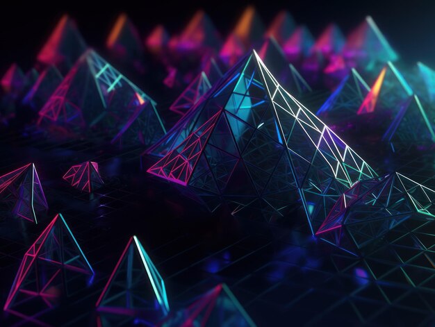 Fondo geométrico de triángulo abstracto futurista creado con tecnología de IA generativa