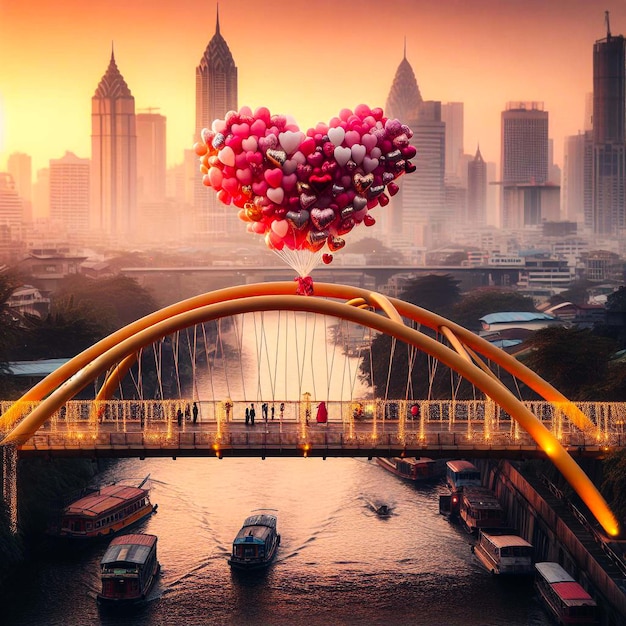 Foto el fondo del globo de la ciudad del amor