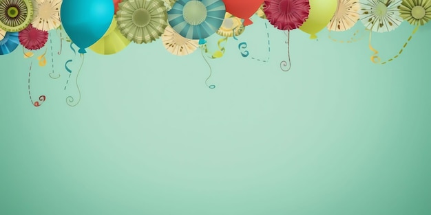 Un fondo de globos de colores con un fondo verde.
