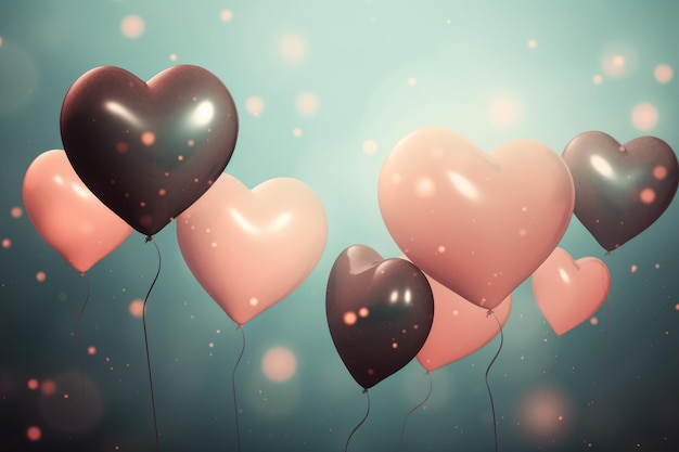 Fondo con globos de corazón ai generativo.