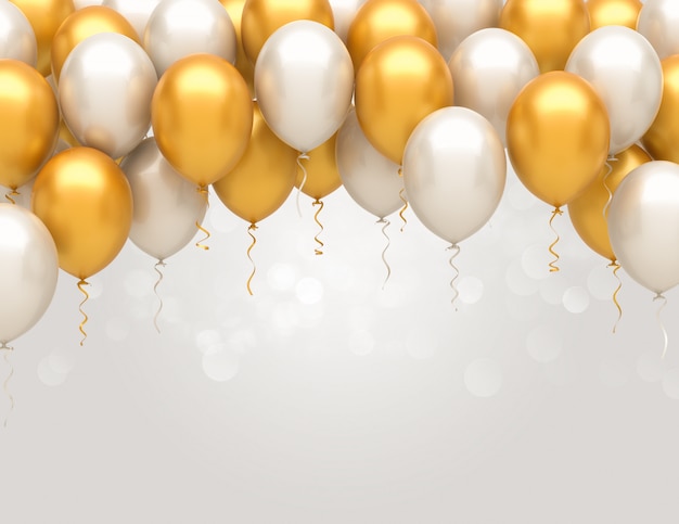 Fondo de globos de oro y plata