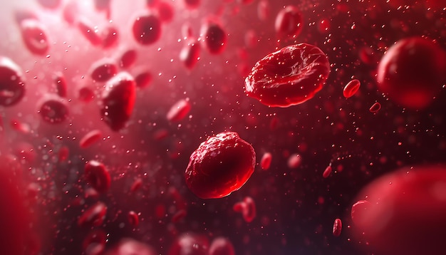 Foto fondo de glóbulos rojos 3d con flujo venoso y imagen dinámica de ondas plaquetarias en fotografía de stock