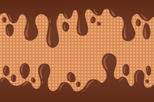 Fondo de gofres con ilustración de chocolate