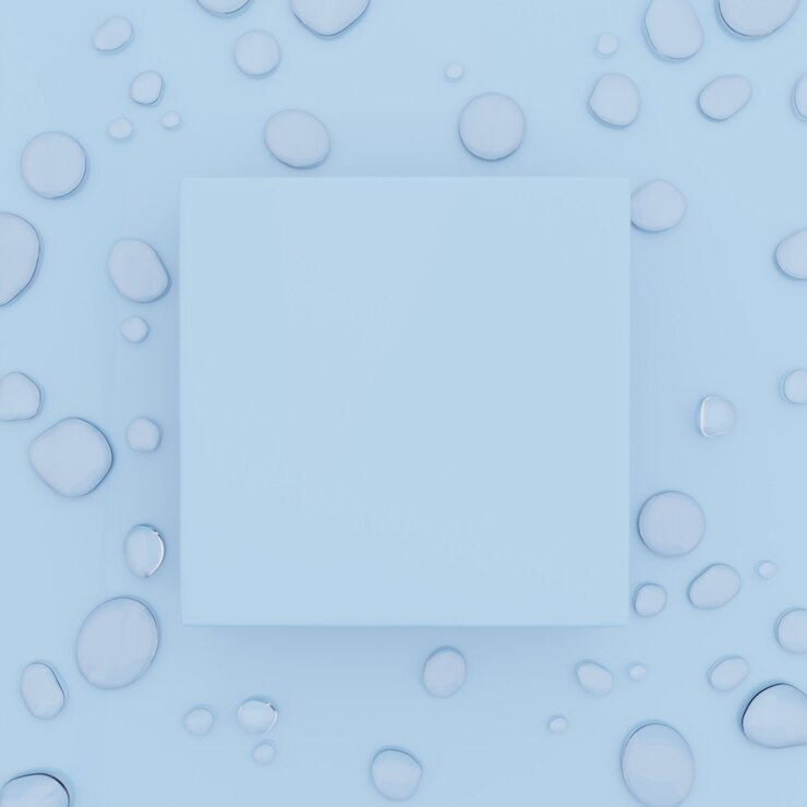 Fondo de gotas de agua de estudio de renderizado 3D para publicidad de alimentos y bebidas de belleza para el cuidado de la piel