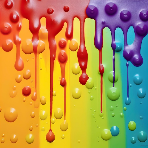 Fondo de gotas de pintura de color arcoíris Concepto de orgullo LGBT generado por IA