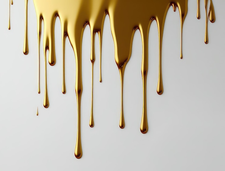 Fondo de goteo de líquido dorado abstracto para sus diseños modernos ai generativo