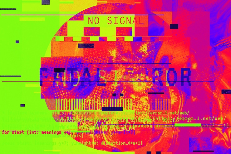 Foto fondo gradiente con efecto de glitch patrón universal