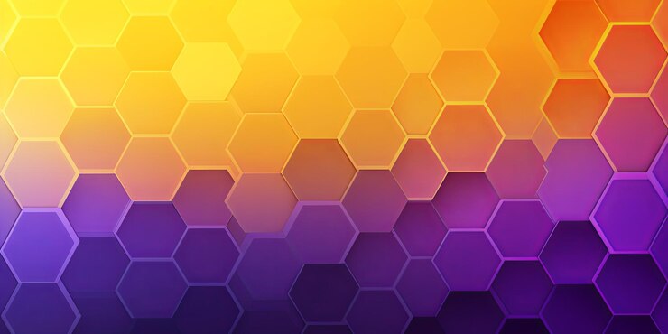 Foto fondo de gradiente púrpura y amarillo con un patrón hexagonal en una ilustración vectorial ar 21 v 52 id de trabajo 05f59f1b3bf74774b5d1d556a787a85b