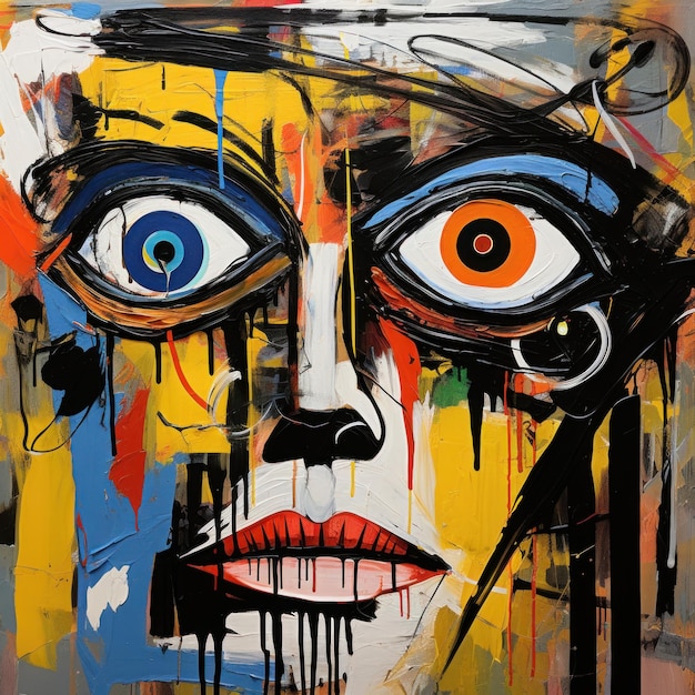 Fondo de graffiti colorido con rostro abstracto Papel de pared de energía urbana de la ciudad cartel de arte contemporáneo