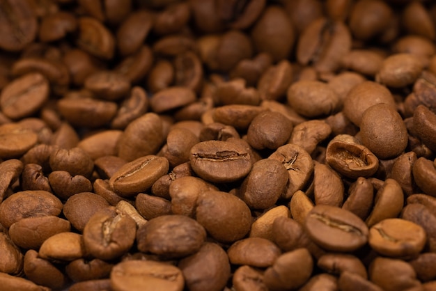 Fondo de granos de café recién tostados