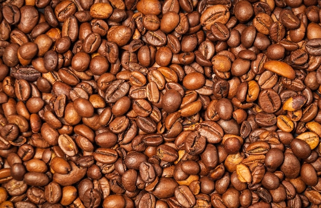 Fondo de granos de café tostados