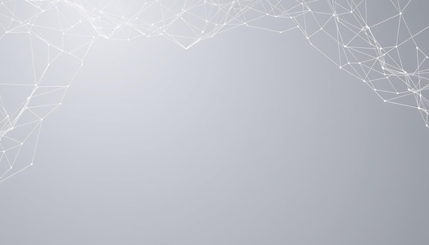 Fondo gris abstracto con un patrón geométrico blanco conectado