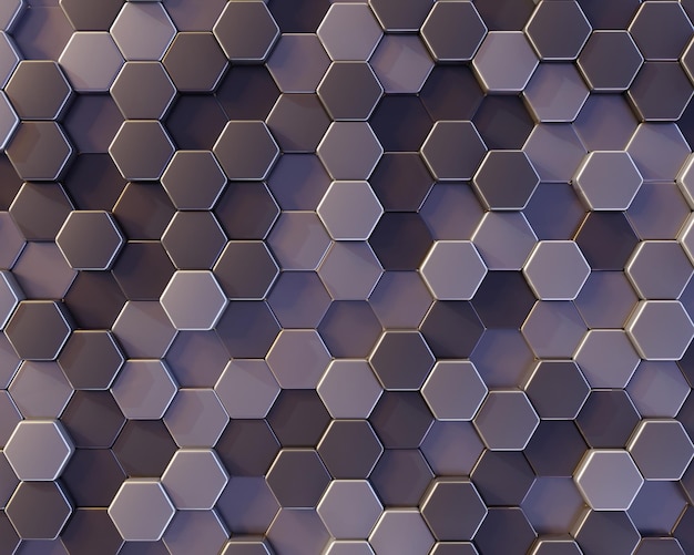 Foto fondo gris metálico geométrico abstracto con hexágonos ilustración de renderizado 3d visualización 3d superficie brillante poligonal mosaico de panal pulido