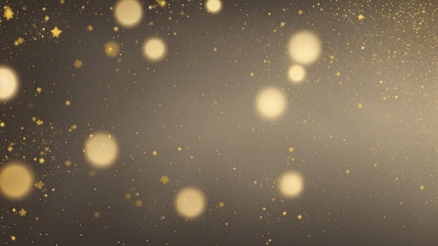 Fondo gris con partículas brillantes doradas y luces bokeh fondo con textura de papel dorado